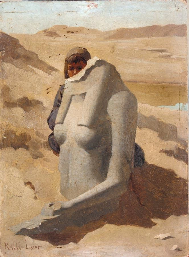 Theodoros Rallis - Bambino nascosto dietro una scultura egizia, Luxor